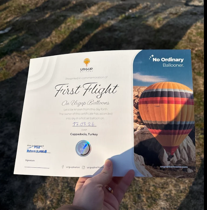 Ürgüp Balloons certificate and experience image