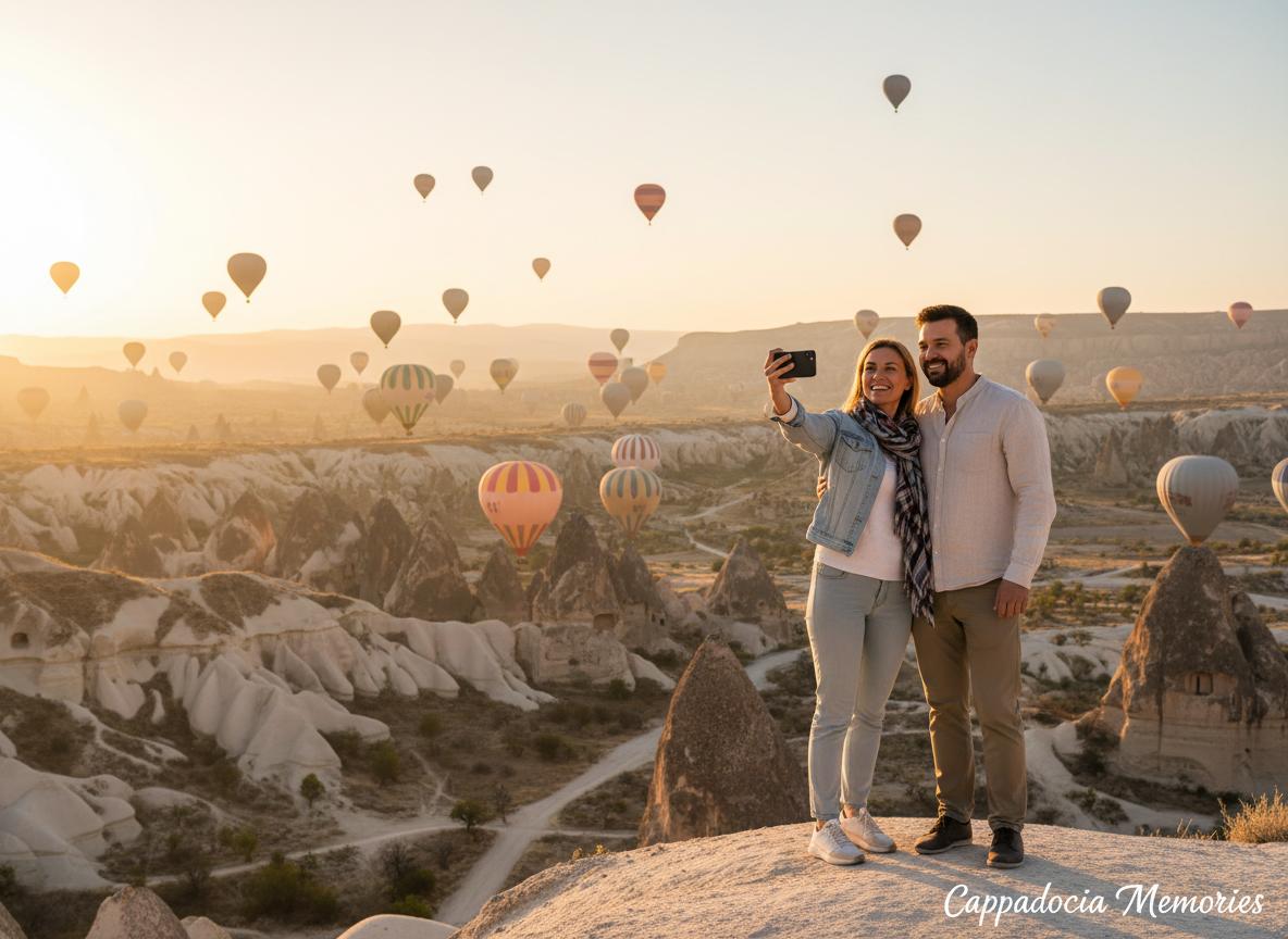 Happy tourists in Cappadocia